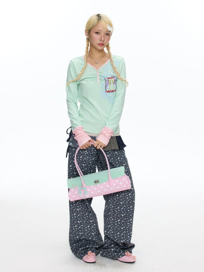 Angel Fake Two-Piece Spliced Striped Long Sleeve T-Shirt【s0000018457】