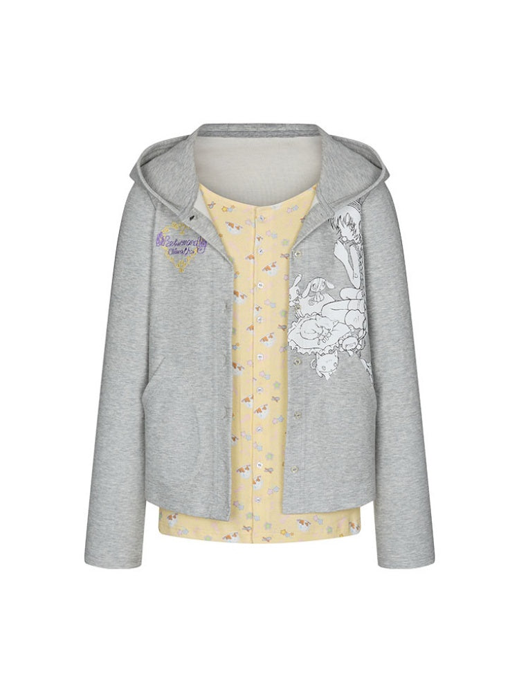 Oliwa Collaboration Fake Two Sweatshirt Hoodie Jackets【s0000018459】