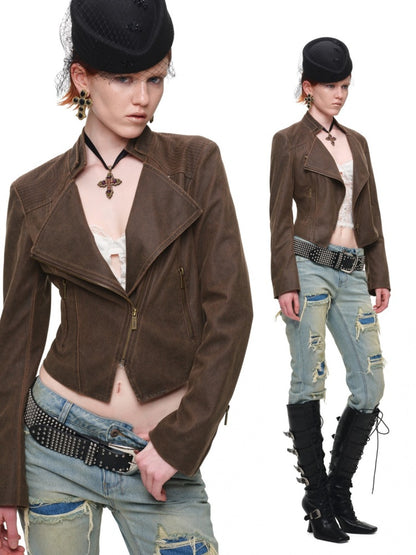 Strapped Heavy Metal Buckle Stiletto Heels Oblique Toe Knee-High Leather Boots【s0000018145】