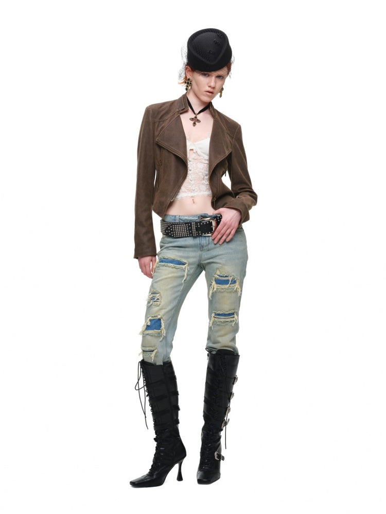 Strapped Heavy Metal Buckle Stiletto Heels Oblique Toe Knee-High Leather Boots【s0000018145】