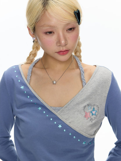 Diagonal Collar Large Neckline Base Layer Long-Sleeve T-Shirt【s0000018460】