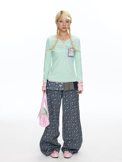 Full Printed Floral Relaxed Casual Pants【s0000018461】