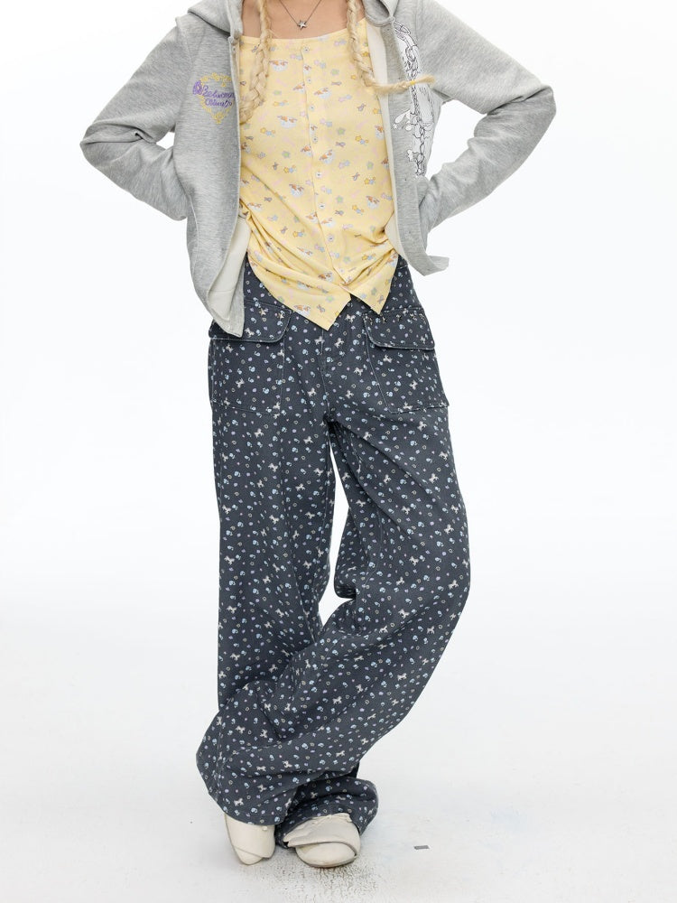 Full Printed Floral Relaxed Casual Pants【s0000018461】