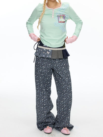 Full Printed Floral Relaxed Casual Pants【s0000018461】