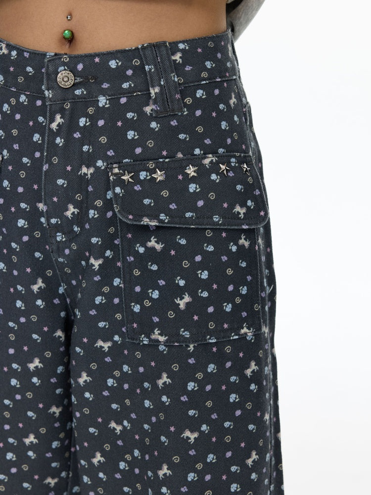 Full Printed Floral Relaxed Casual Pants【s0000018461】