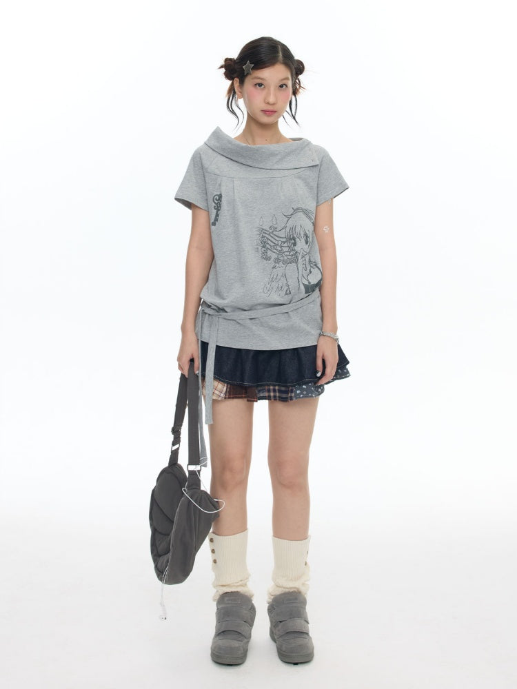 Double-Breasted Patchwork Denim Cake Midi Skirt【s0000018462】