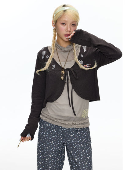 Oliwa Co Branded Embroidered Cardigan【s0000018463】