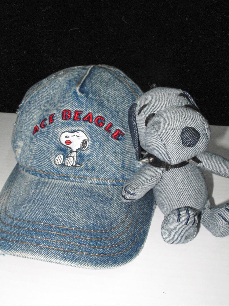 1JINN STUDIO x Snoopy Collaboration Vintage Washed Worn Sticker Embroidered Denim Baseball Cap【s0000018146】