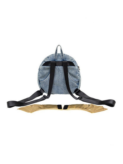 1JINNSTUDIO x Snoopy Collaboration Vintage Washed Appliqué Embroidered Detachable Small Wing Denim Backpack【s0000018147】