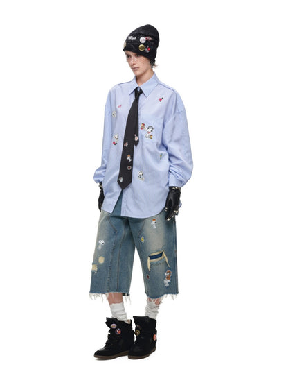 1JINN STUDIO x Snoopy Collaboration Vintage Sticker Printed Formal Wear Tie【s0000018148】
