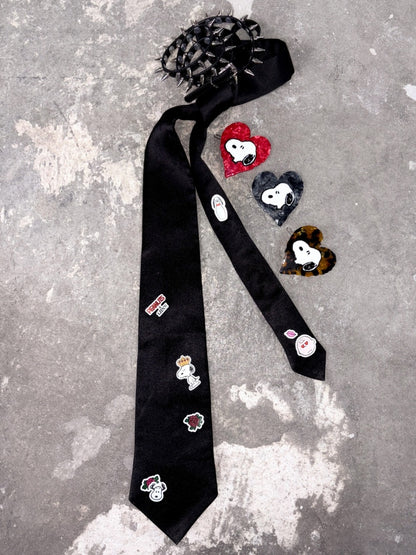 1JINN STUDIO x Snoopy Collaboration Vintage Sticker Printed Formal Wear Tie【s0000018148】