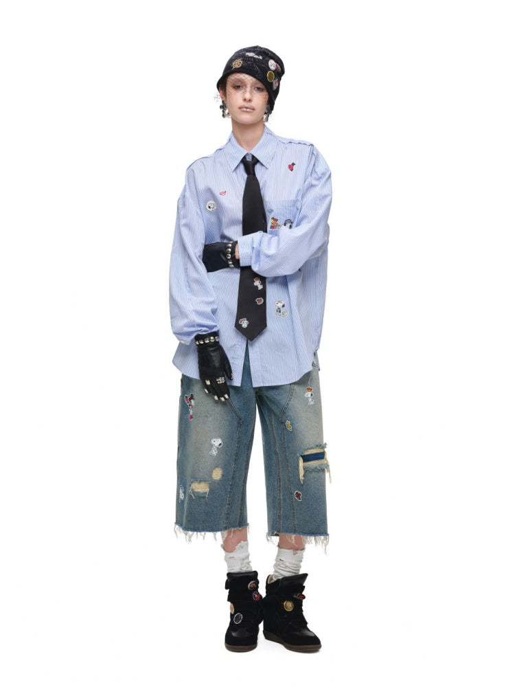 1JINN STUDIO x Snoopy Collaboration Vintage Sticker Printed Formal Wear Tie【s0000018148】