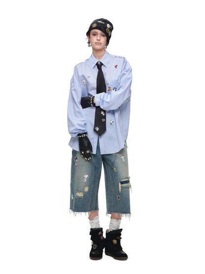 1JINN STUDIO x Snoopy Collaboration Vintage Sticker Printed Formal Wear Tie【s0000018148】