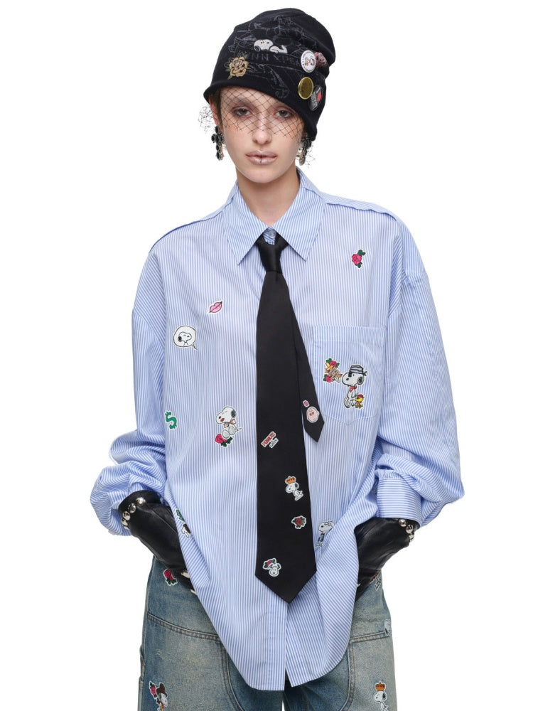 1JINN STUDIO x Snoopy Collaboration Vintage Sticker Printed Formal Wear Tie【s0000018148】