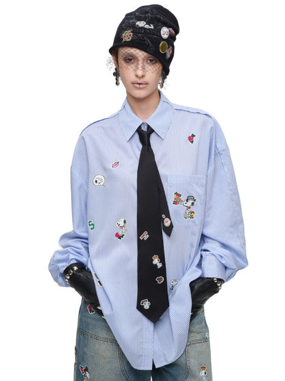 1JINN STUDIO x Snoopy Collaboration Vintage Sticker Printed Formal Wear Tie【s0000018148】