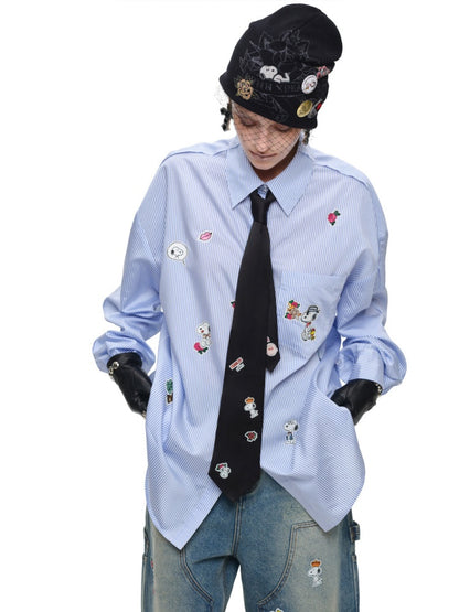 1JINN STUDIO x Snoopy Collaboration Vintage Sticker Printed Formal Wear Tie【s0000018148】