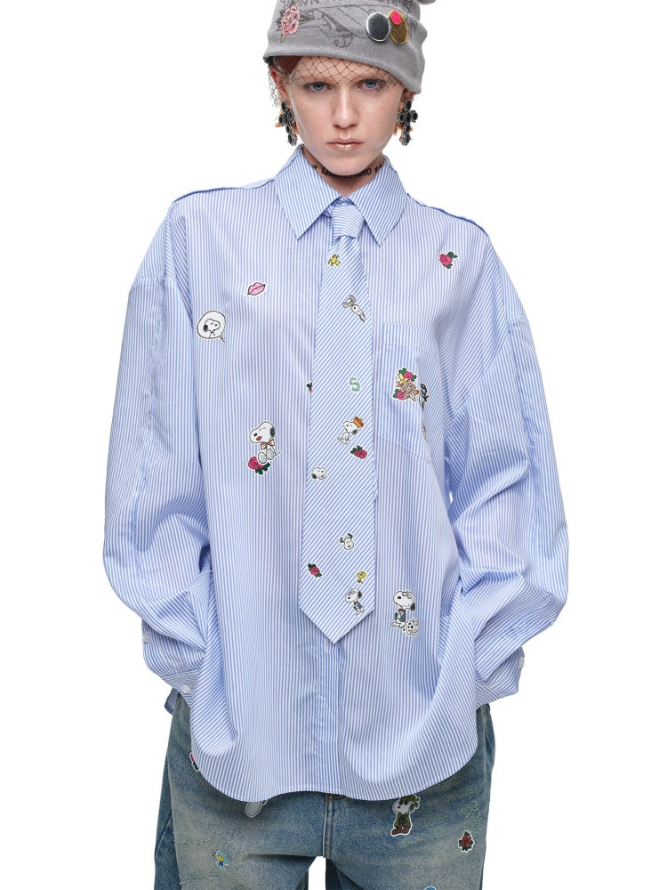 1JINN STUDIO x Snoopy Collaboration Vintage Sticker Printed Formal Wear Tie【s0000018148】