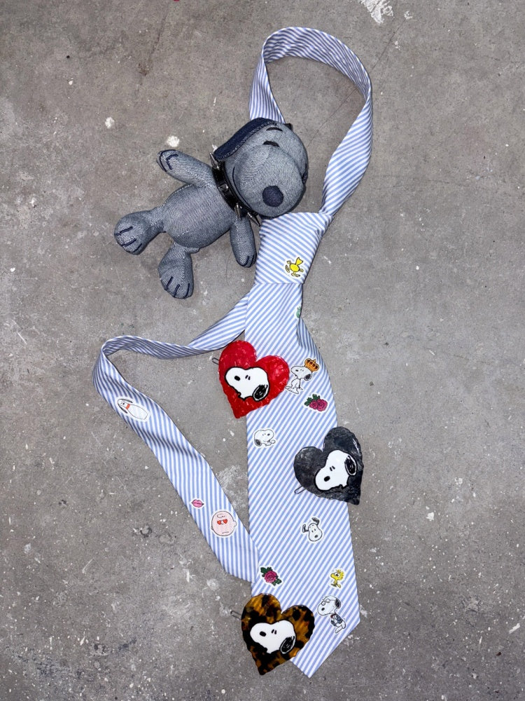 1JINN STUDIO x Snoopy Collaboration Vintage Sticker Printed Formal Wear Tie【s0000018148】
