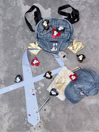 1JINN STUDIO x Snoopy Collaboration Vintage Sticker Printed Formal Wear Tie【s0000018148】