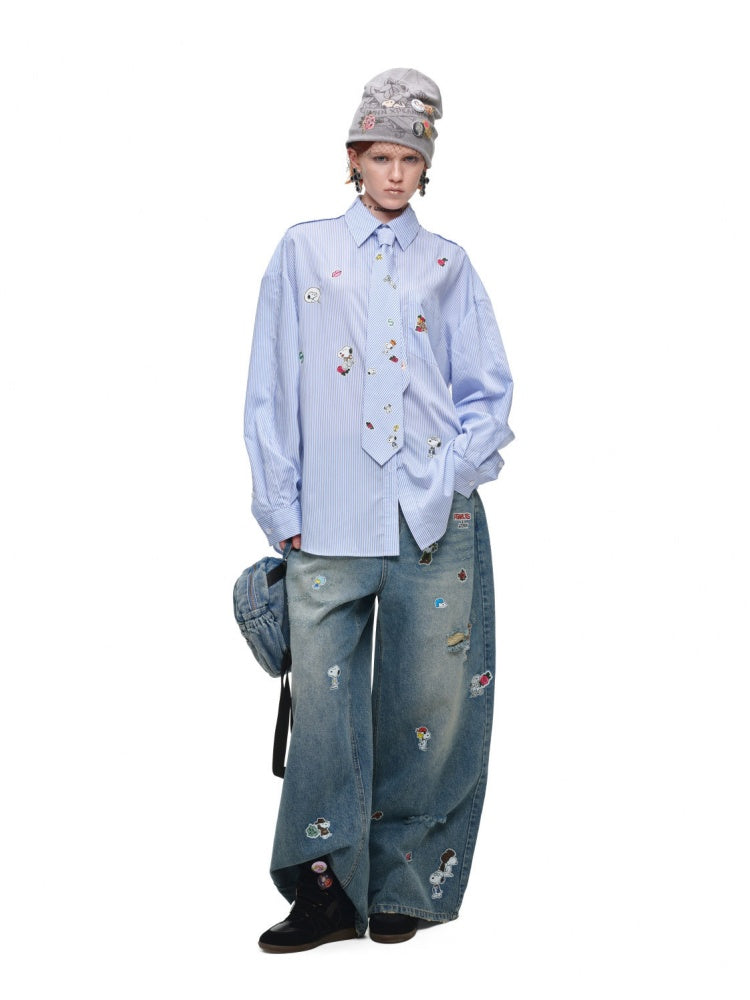 1JINN STUDIO x Snoopy Collaboration Vintage Sticker Printed Formal Wear Tie【s0000018148】