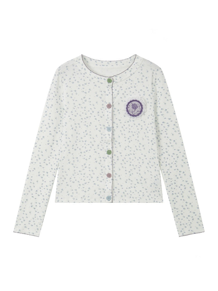 Dark Rose Vintage Floral Knit Long-Sleeve Cardigan【s0000018575】