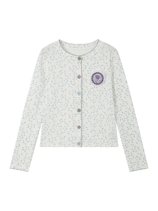 Dark Rose Vintage Floral Knit Long-Sleeve Cardigan【s0000018575】