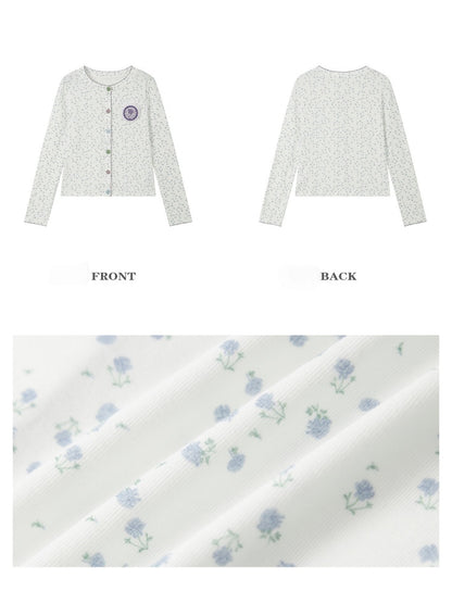 Dark Rose Vintage Floral Knit Long-Sleeve Cardigan【s0000018575】