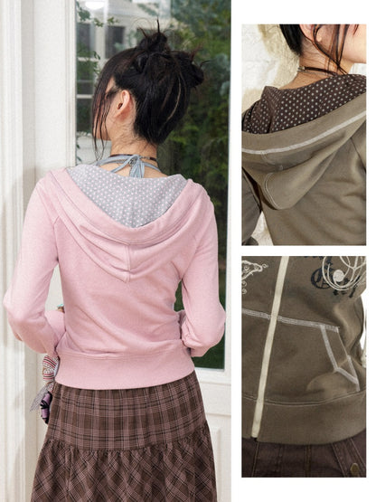 Butterfly Cotton Hooded Printed Long-Sleeve Cardigan Sweatshirt【s0000018576】
