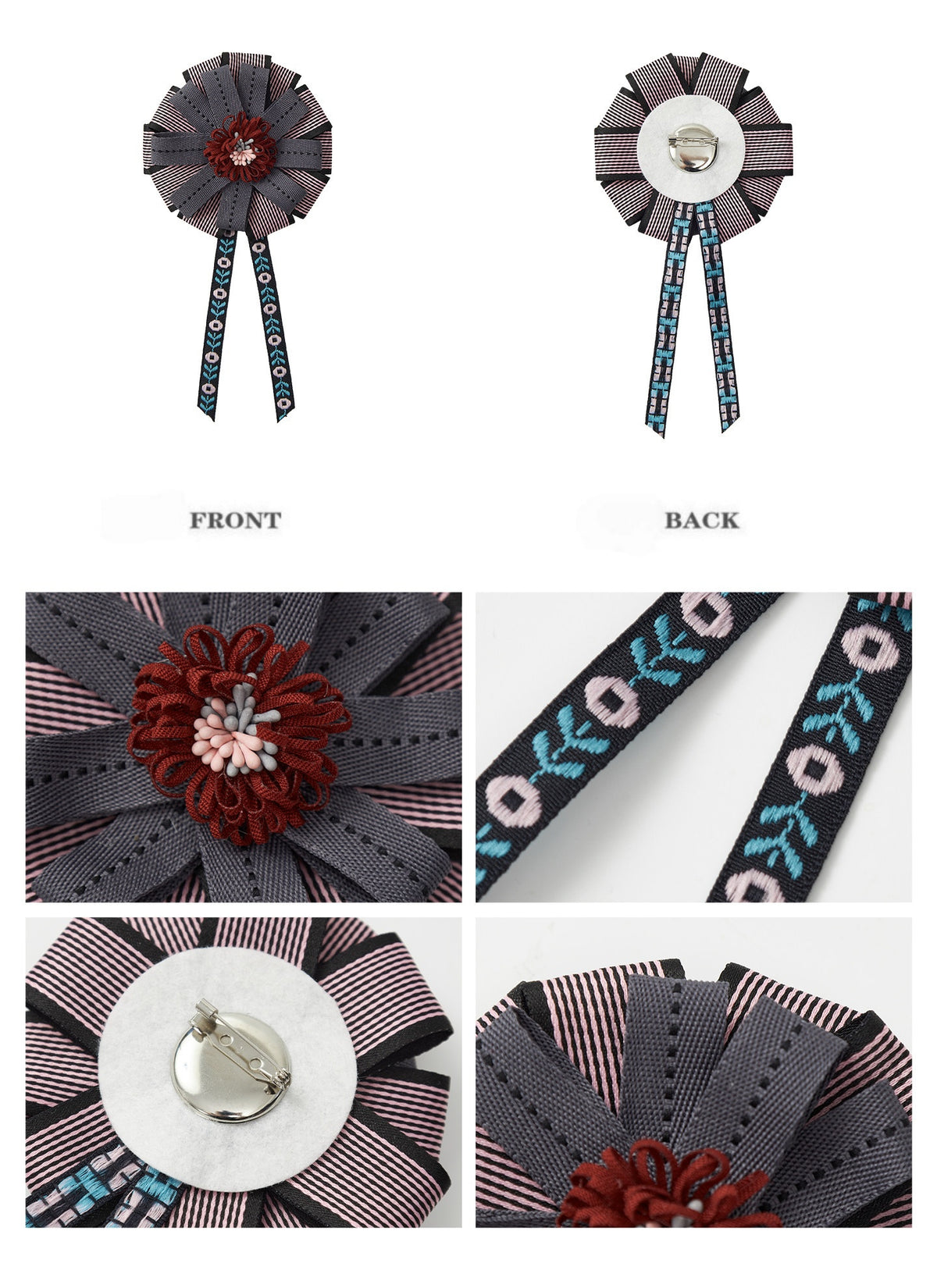Handmade Versatile Multi-Layer 3D Purple-Black Small Floral Color-Block Corsage Badge【s0000018578】