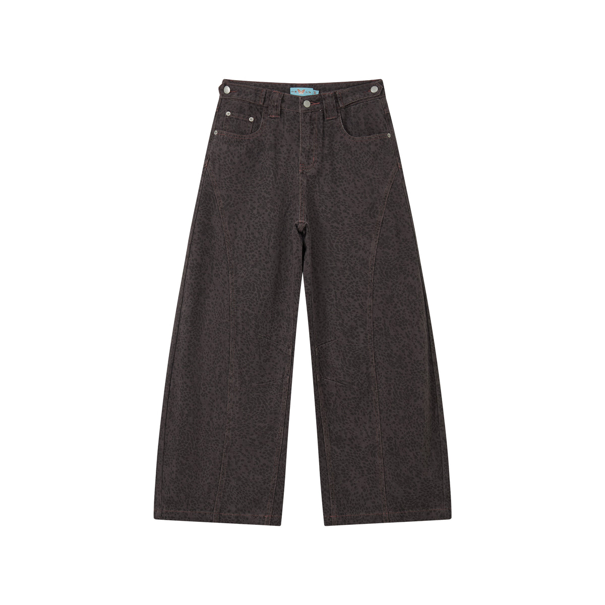 Cotton Curved Blade Leopard Print High-Waist Loose Non-Stretch Wide-Leg Jeans【s0000018580】