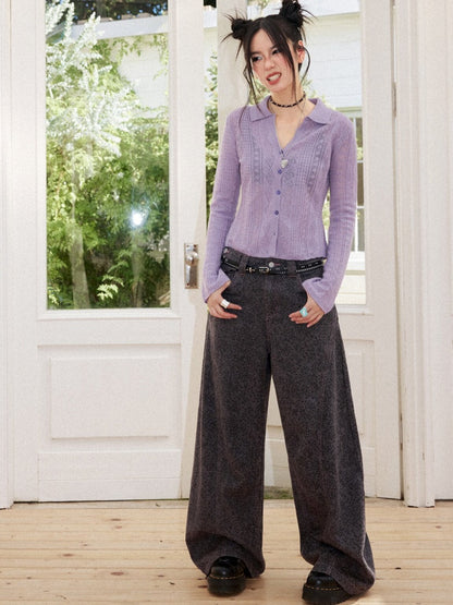 Cotton Curved Blade Leopard Print High-Waist Loose Non-Stretch Wide-Leg Jeans【s0000018580】