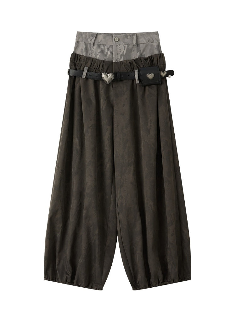 Fake Two-Piece Double-Waisted Jogger Pants【s0000018584】