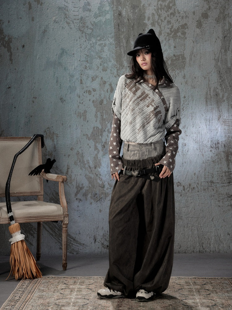 Fake Two-Piece Double-Waisted Jogger Pants【s0000018584】