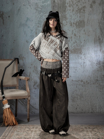 Fake Two-Piece Double-Waisted Jogger Pants【s0000018584】