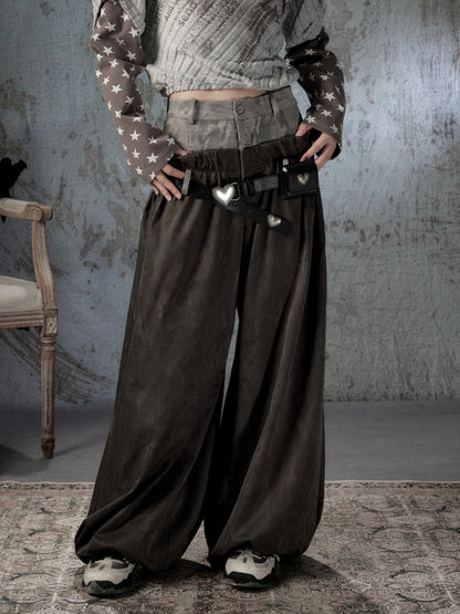 Fake Two-Piece Double-Waisted Jogger Pants【s0000018584】