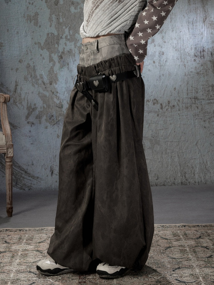 Fake Two-Piece Double-Waisted Jogger Pants【s0000018584】
