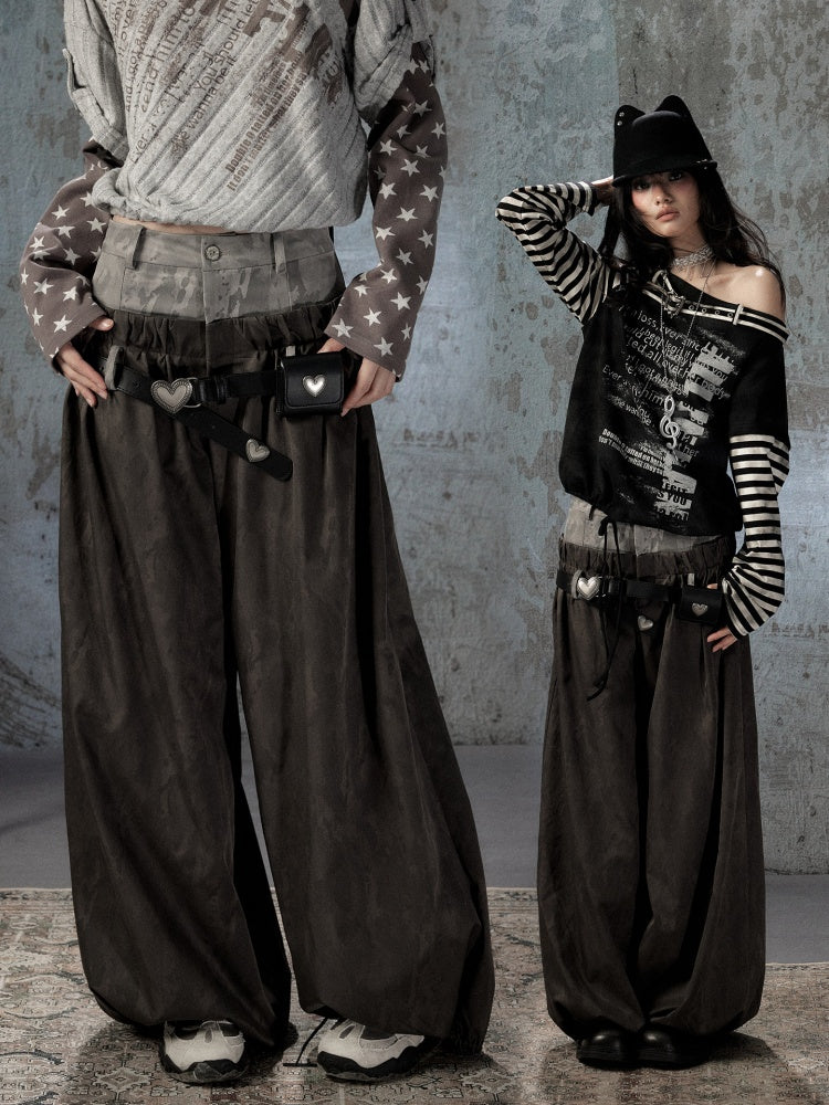 Fake Two-Piece Double-Waisted Jogger Pants【s0000018584】