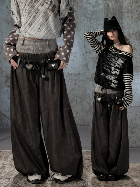 Fake Two-Piece Double-Waisted Jogger Pants【s0000018584】