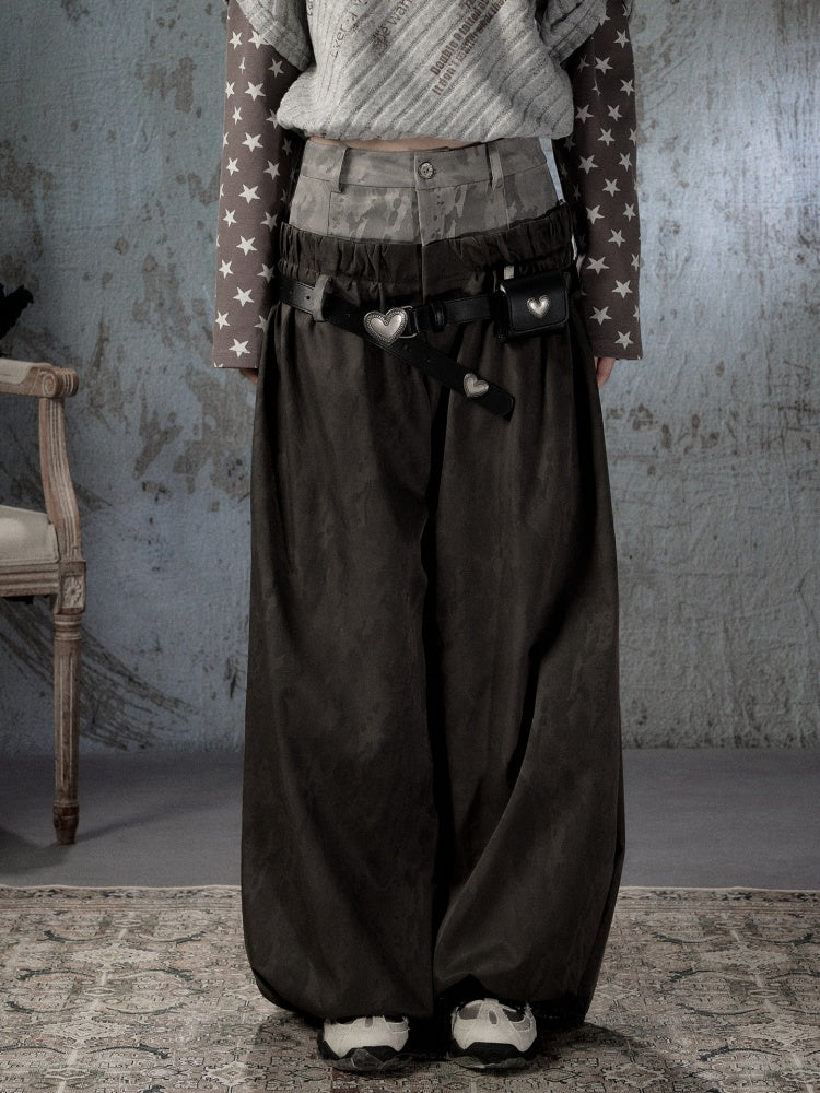Fake Two-Piece Double-Waisted Jogger Pants【s0000018584】