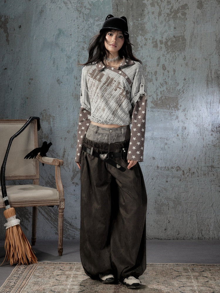 Fake Two-Piece Double-Waisted Jogger Pants【s0000018584】