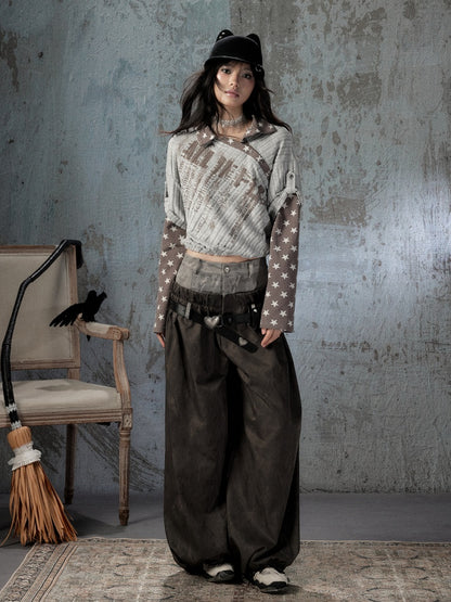 Fake Two-Piece Double-Waisted Jogger Pants【s0000018584】