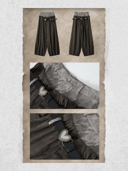Fake Two-Piece Double-Waisted Jogger Pants【s0000018584】