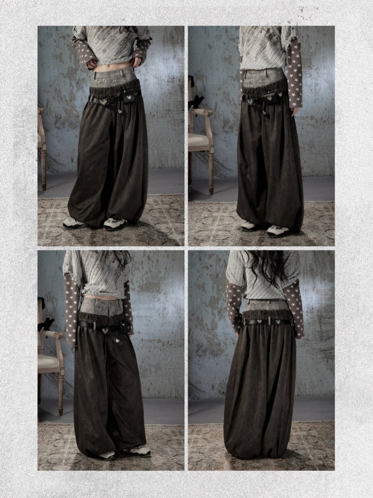 Fake Two-Piece Double-Waisted Jogger Pants【s0000018584】