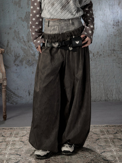 Fake Two-Piece Double-Waisted Jogger Pants【s0000018584】