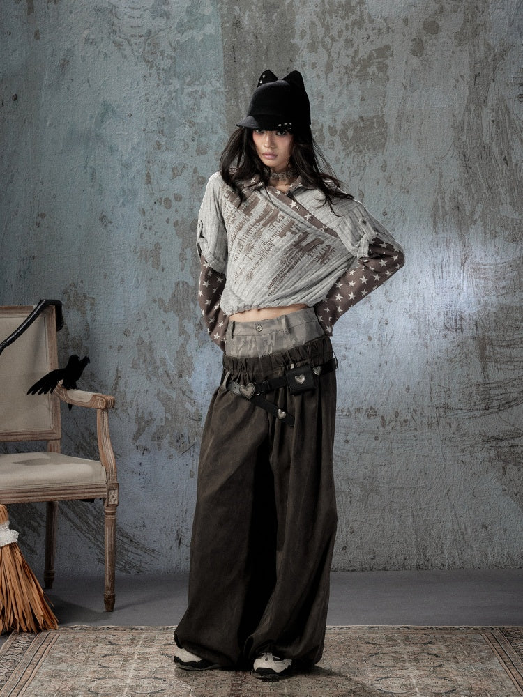 Fake Two-Piece Double-Waisted Jogger Pants【s0000018584】