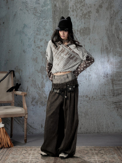 Fake Two-Piece Double-Waisted Jogger Pants【s0000018584】