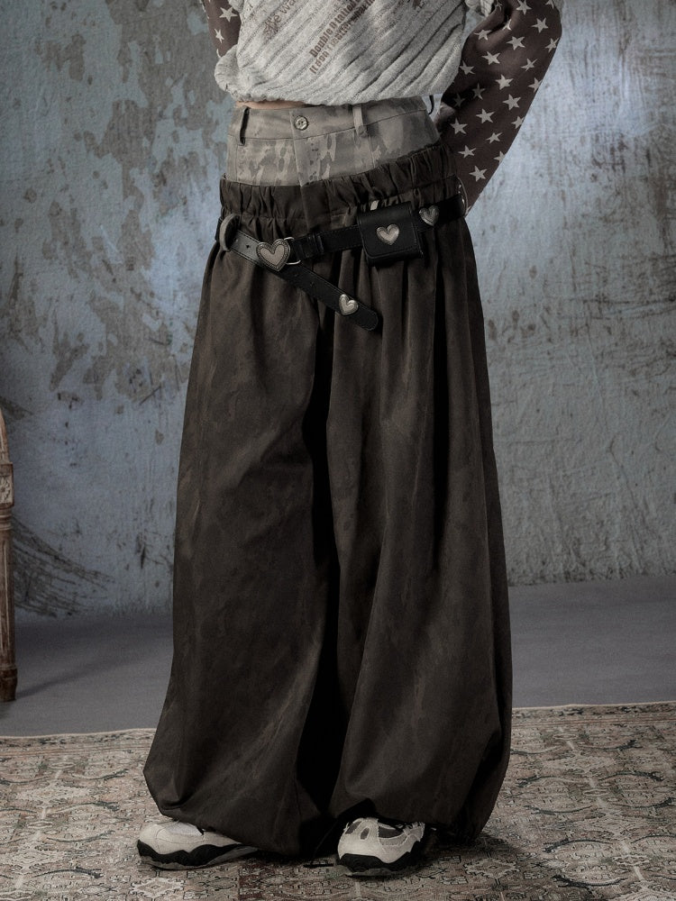 Fake Two-Piece Double-Waisted Jogger Pants【s0000018584】