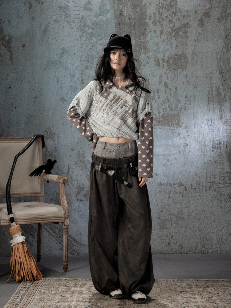 Fake Two-Piece Double-Waisted Jogger Pants【s0000018584】