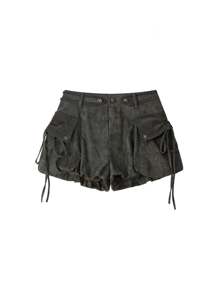 Bud Loose Lightweight Large Pockets Black Shorts【s0000018586】