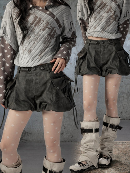 Bud Loose Lightweight Large Pockets Black Shorts【s0000018586】